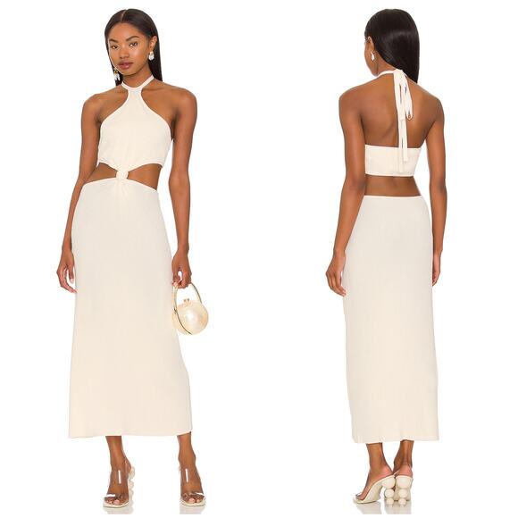 Cult Gaia Cameron Dress Off White Knit Cutout Midi - Picture 1 of 11